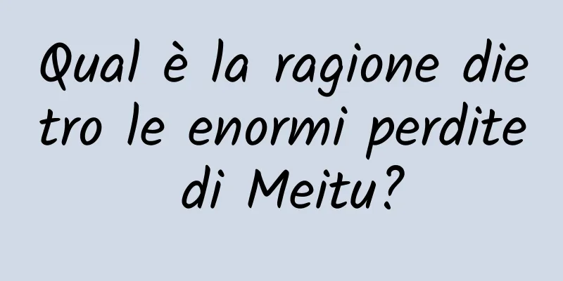 Qual è la ragione dietro le enormi perdite di Meitu?