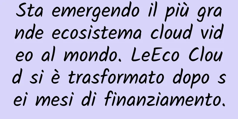 Sta emergendo il più grande ecosistema cloud video al mondo. LeEco Cloud si è trasformato dopo sei mesi di finanziamento.