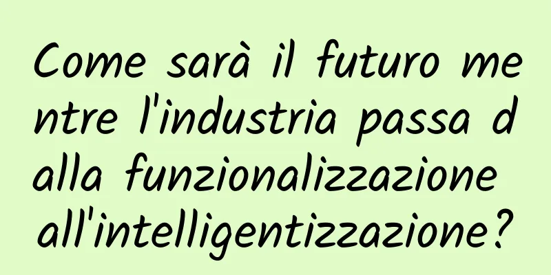 Come sarà il futuro mentre l'industria passa dalla funzionalizzazione all'intelligentizzazione?