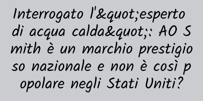 Interrogato l'"esperto di acqua calda": AO Smith è un marchio prestigioso nazionale e non è così popolare negli Stati Uniti?