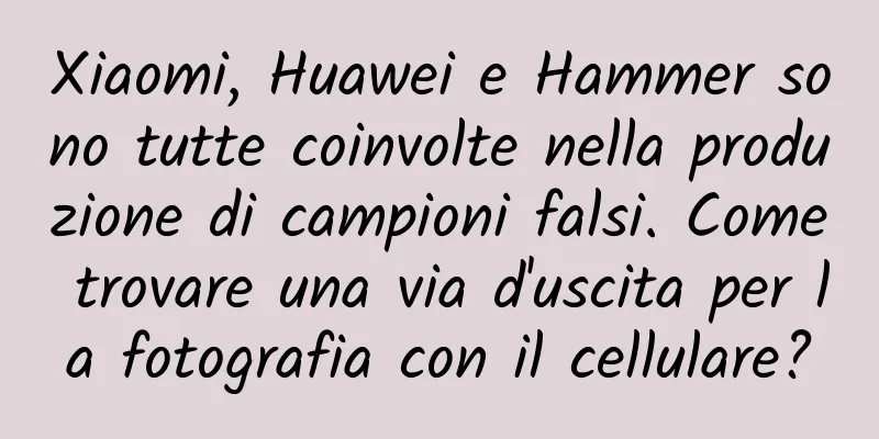 Xiaomi, Huawei e Hammer sono tutte coinvolte nella produzione di campioni falsi. Come trovare una via d'uscita per la fotografia con il cellulare?