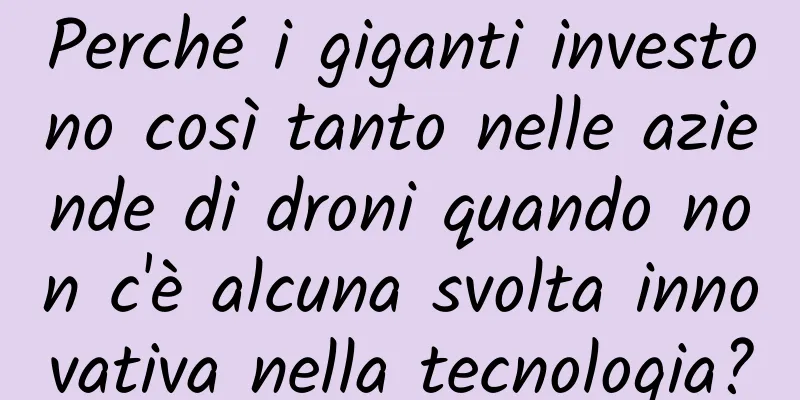 Perché i giganti investono così tanto nelle aziende di droni quando non c'è alcuna svolta innovativa nella tecnologia?