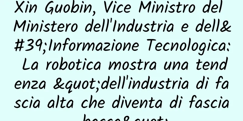 Xin Guobin, Vice Ministro del Ministero dell'Industria e dell'Informazione Tecnologica: La robotica mostra una tendenza "dell'industria di fascia alta che diventa di fascia bassa"