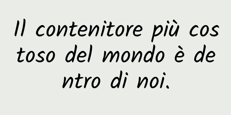 Il contenitore più costoso del mondo è dentro di noi.