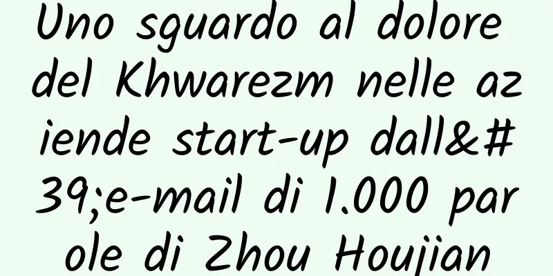 Uno sguardo al dolore del Khwarezm nelle aziende start-up dall'e-mail di 1.000 parole di Zhou Houjian