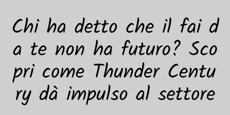 Chi ha detto che il fai da te non ha futuro? Scopri come Thunder Century dà impulso al settore