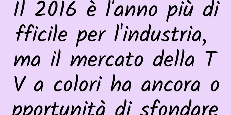 Il 2016 è l'anno più difficile per l'industria, ma il mercato della TV a colori ha ancora opportunità di sfondare