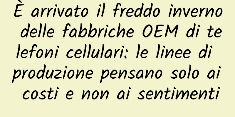 È arrivato il freddo inverno delle fabbriche OEM di telefoni cellulari: le linee di produzione pensano solo ai costi e non ai sentimenti