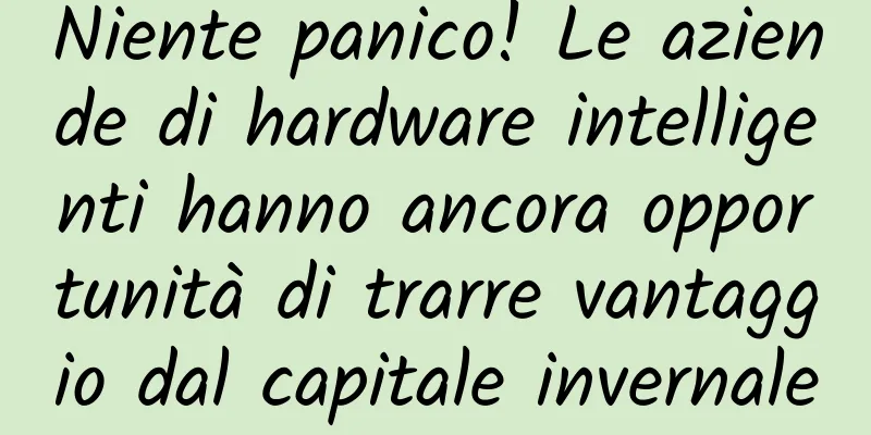 Niente panico! Le aziende di hardware intelligenti hanno ancora opportunità di trarre vantaggio dal capitale invernale