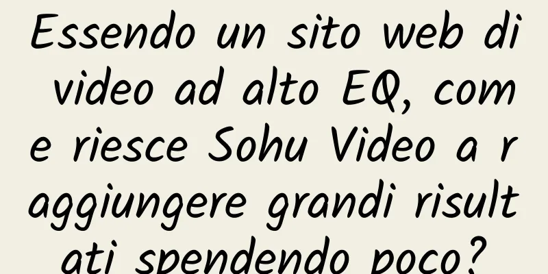 Essendo un sito web di video ad alto EQ, come riesce Sohu Video a raggiungere grandi risultati spendendo poco?