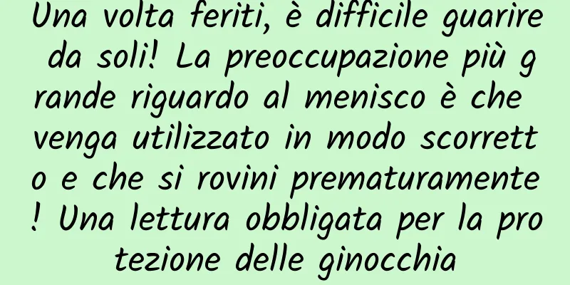 Una volta feriti, è difficile guarire da soli! La preoccupazione più grande riguardo al menisco è che venga utilizzato in modo scorretto e che si rovini prematuramente! Una lettura obbligata per la protezione delle ginocchia