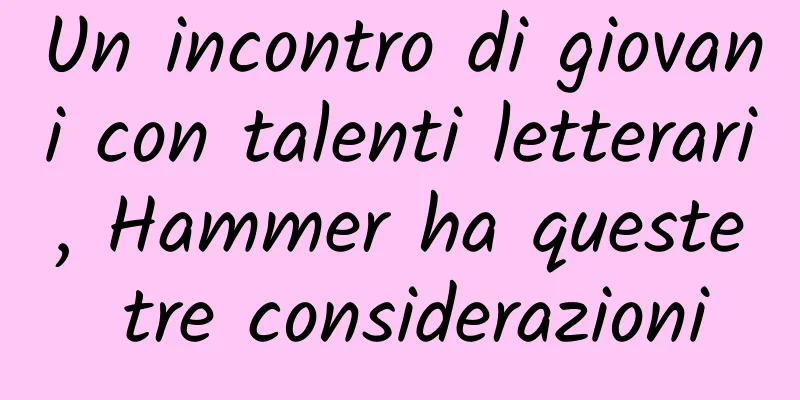 Un incontro di giovani con talenti letterari, Hammer ha queste tre considerazioni