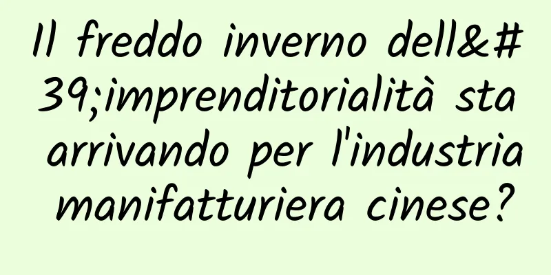 Il freddo inverno dell'imprenditorialità sta arrivando per l'industria manifatturiera cinese?