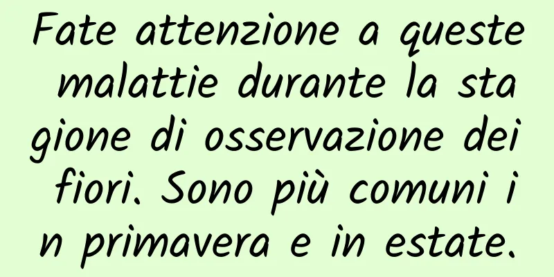 Fate attenzione a queste malattie durante la stagione di osservazione dei fiori. Sono più comuni in primavera e in estate.