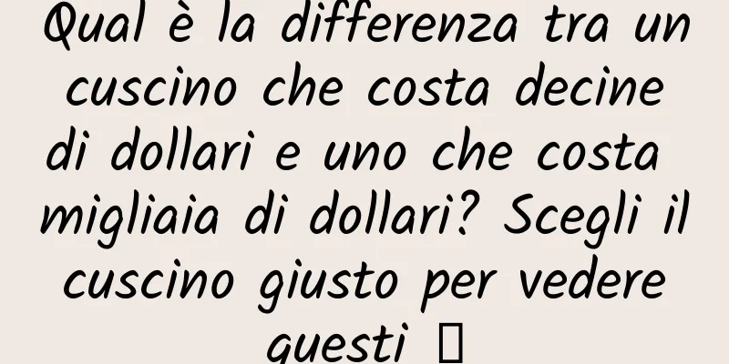 Qual è la differenza tra un cuscino che costa decine di dollari e uno che costa migliaia di dollari? Scegli il cuscino giusto per vedere questi →