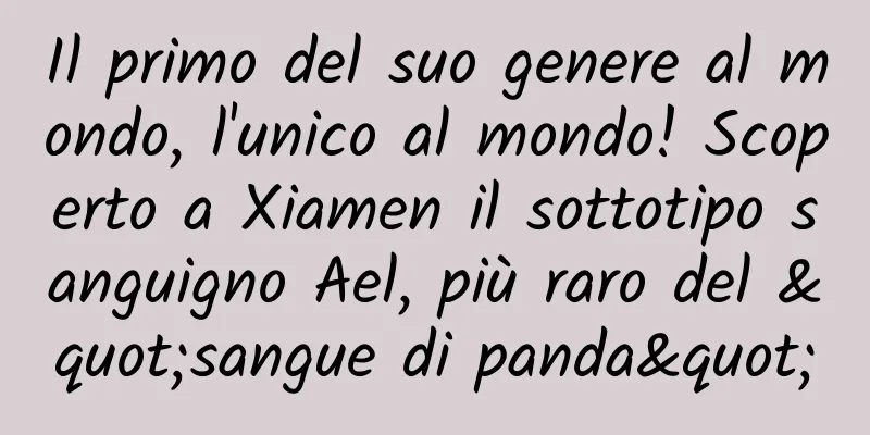 Il primo del suo genere al mondo, l'unico al mondo! Scoperto a Xiamen il sottotipo sanguigno Ael, più raro del "sangue di panda"