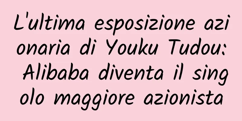 L'ultima esposizione azionaria di Youku Tudou: Alibaba diventa il singolo maggiore azionista