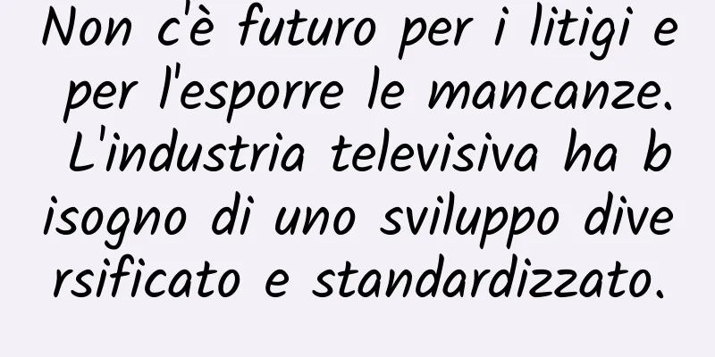 Non c'è futuro per i litigi e per l'esporre le mancanze. L'industria televisiva ha bisogno di uno sviluppo diversificato e standardizzato.