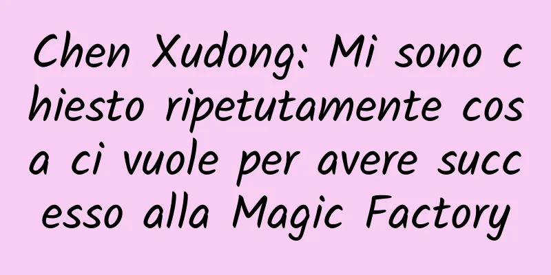 Chen Xudong: Mi sono chiesto ripetutamente cosa ci vuole per avere successo alla Magic Factory