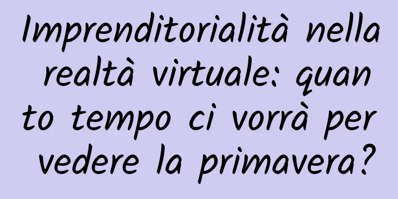 Imprenditorialità nella realtà virtuale: quanto tempo ci vorrà per vedere la primavera?