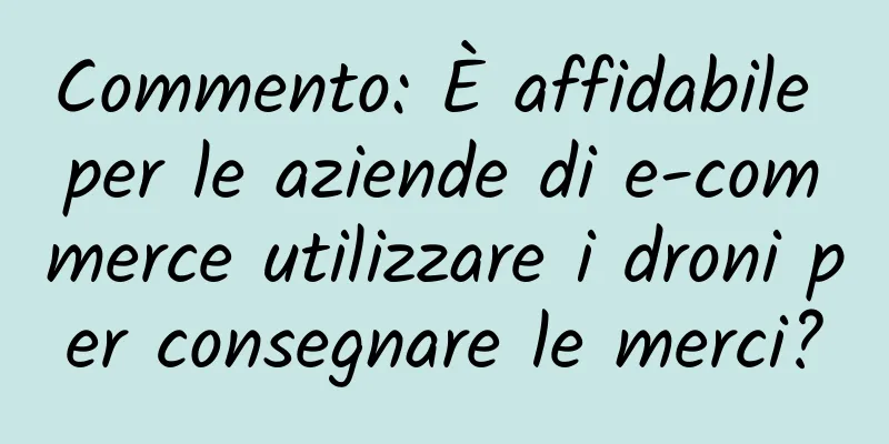 Commento: È affidabile per le aziende di e-commerce utilizzare i droni per consegnare le merci?