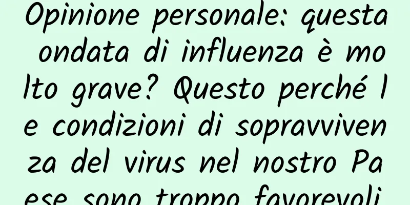 Opinione personale: questa ondata di influenza è molto grave? Questo perché le condizioni di sopravvivenza del virus nel nostro Paese sono troppo favorevoli.
