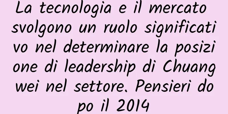 La tecnologia e il mercato svolgono un ruolo significativo nel determinare la posizione di leadership di Chuangwei nel settore. Pensieri dopo il 2014