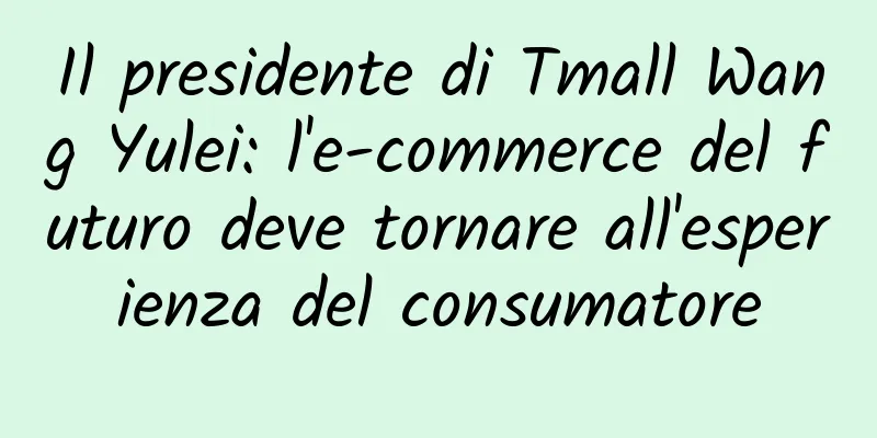 Il presidente di Tmall Wang Yulei: l'e-commerce del futuro deve tornare all'esperienza del consumatore