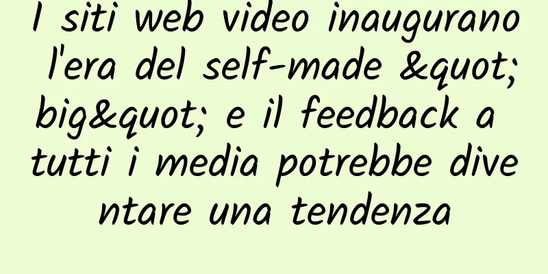 I siti web video inaugurano l'era del self-made "big" e il feedback a tutti i media potrebbe diventare una tendenza