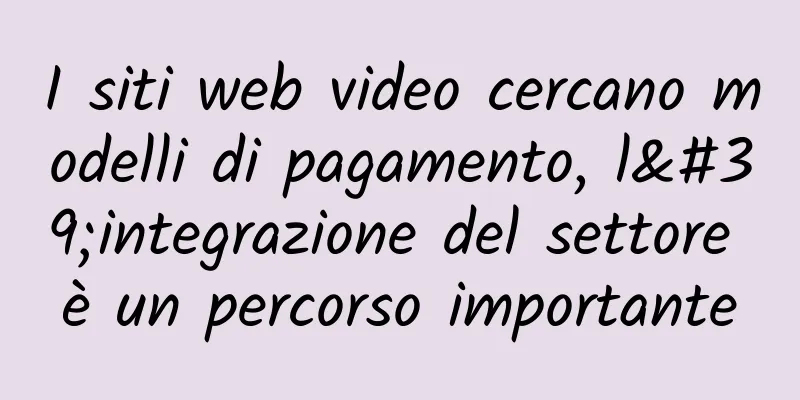 I siti web video cercano modelli di pagamento, l'integrazione del settore è un percorso importante