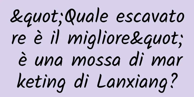 "Quale escavatore è il migliore" è una mossa di marketing di Lanxiang?