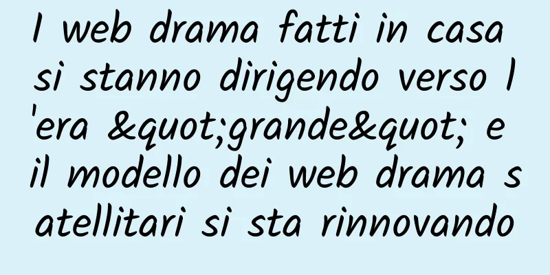 I web drama fatti in casa si stanno dirigendo verso l'era "grande" e il modello dei web drama satellitari si sta rinnovando