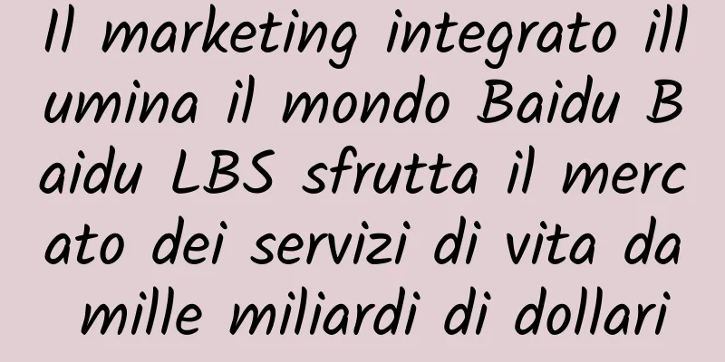 Il marketing integrato illumina il mondo Baidu Baidu LBS sfrutta il mercato dei servizi di vita da mille miliardi di dollari