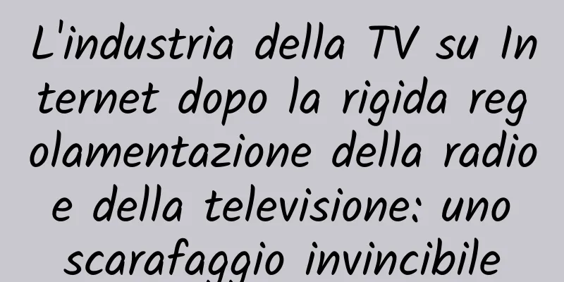 L'industria della TV su Internet dopo la rigida regolamentazione della radio e della televisione: uno scarafaggio invincibile