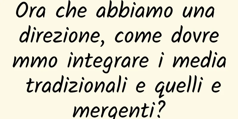 Ora che abbiamo una direzione, come dovremmo integrare i media tradizionali e quelli emergenti?