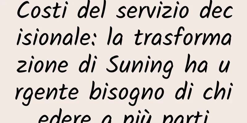 Costi del servizio decisionale: la trasformazione di Suning ha urgente bisogno di chiedere a più parti