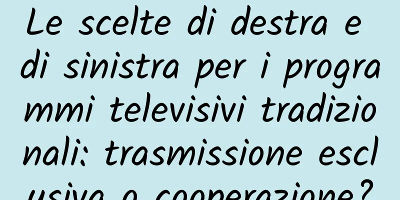 Le scelte di destra e di sinistra per i programmi televisivi tradizionali: trasmissione esclusiva o cooperazione?
