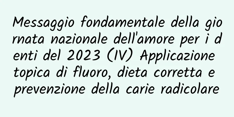 Messaggio fondamentale della giornata nazionale dell'amore per i denti del 2023 (IV) Applicazione topica di fluoro, dieta corretta e prevenzione della carie radicolare