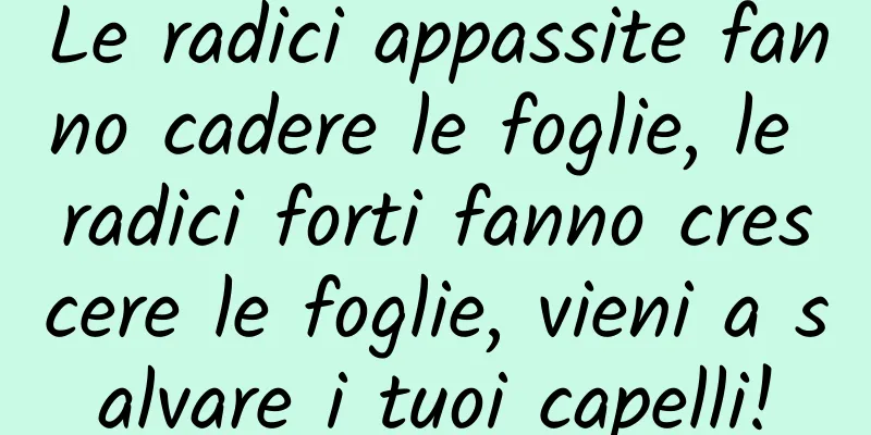 Le radici appassite fanno cadere le foglie, le radici forti fanno crescere le foglie, vieni a salvare i tuoi capelli!