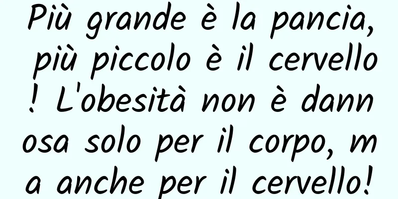 Più grande è la pancia, più piccolo è il cervello! L'obesità non è dannosa solo per il corpo, ma anche per il cervello!