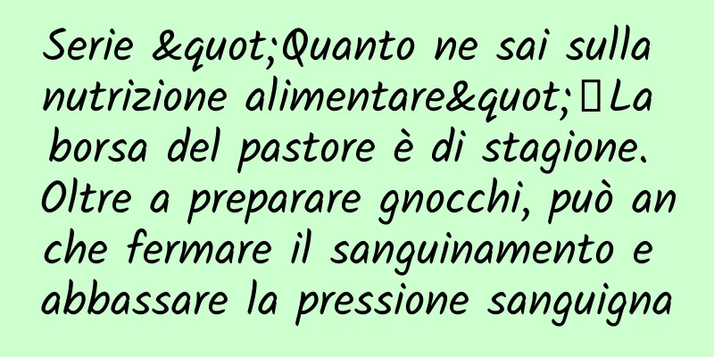 Serie "Quanto ne sai sulla nutrizione alimentare"丨La borsa del pastore è di stagione. Oltre a preparare gnocchi, può anche fermare il sanguinamento e abbassare la pressione sanguigna