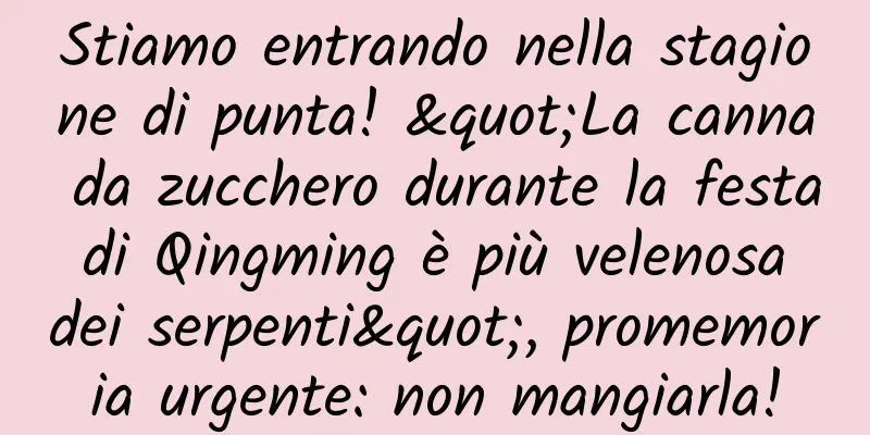 Stiamo entrando nella stagione di punta! "La canna da zucchero durante la festa di Qingming è più velenosa dei serpenti", promemoria urgente: non mangiarla!