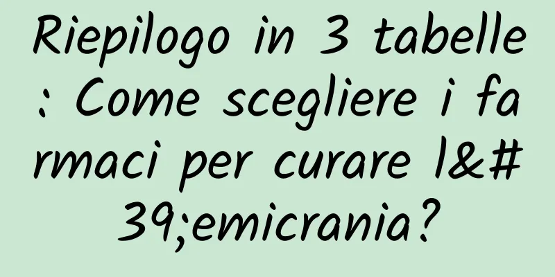 Riepilogo in 3 tabelle: Come scegliere i farmaci per curare l'emicrania?