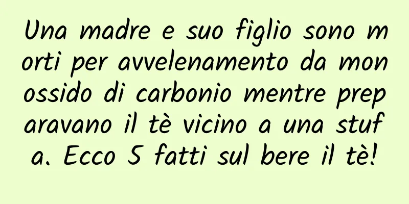 Una madre e suo figlio sono morti per avvelenamento da monossido di carbonio mentre preparavano il tè vicino a una stufa. Ecco 5 fatti sul bere il tè!