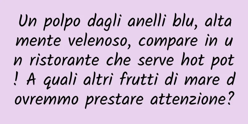 Un polpo dagli anelli blu, altamente velenoso, compare in un ristorante che serve hot pot! A quali altri frutti di mare dovremmo prestare attenzione?