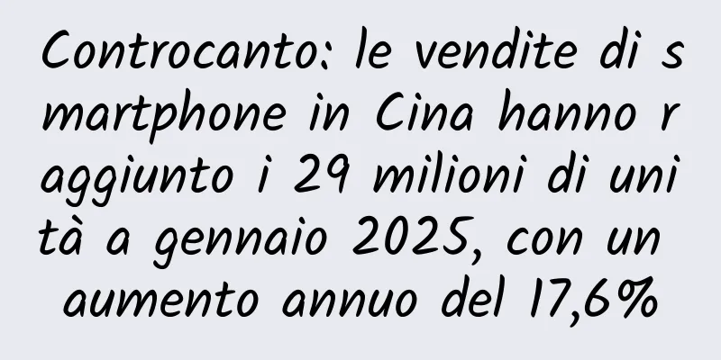 Controcanto: le vendite di smartphone in Cina hanno raggiunto i 29 milioni di unità a gennaio 2025, con un aumento annuo del 17,6%