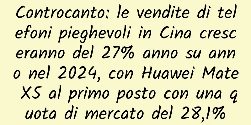 Controcanto: le vendite di telefoni pieghevoli in Cina cresceranno del 27% anno su anno nel 2024, con Huawei Mate X5 al primo posto con una quota di mercato del 28,1%