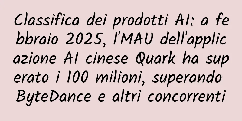 Classifica dei prodotti AI: a febbraio 2025, l'MAU dell'applicazione AI cinese Quark ha superato i 100 milioni, superando ByteDance e altri concorrenti