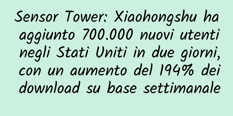 Sensor Tower: Xiaohongshu ha aggiunto 700.000 nuovi utenti negli Stati Uniti in due giorni, con un aumento del 194% dei download su base settimanale