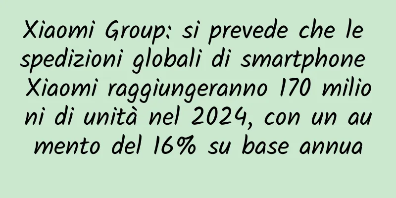 Xiaomi Group: si prevede che le spedizioni globali di smartphone Xiaomi raggiungeranno 170 milioni di unità nel 2024, con un aumento del 16% su base annua